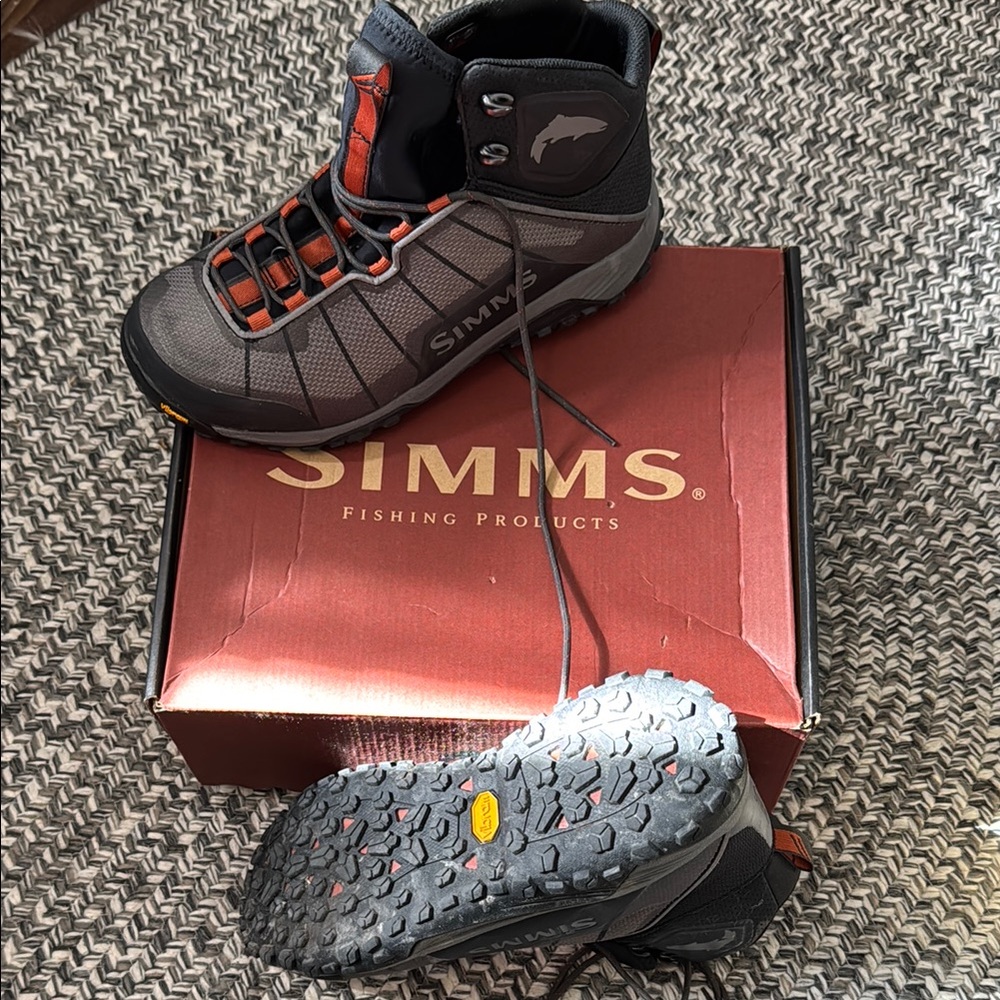 Simms Men's Black and Orange Fishing Boots